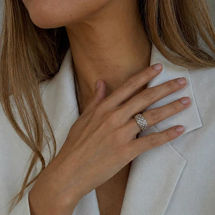 Anillo Oro Blanco 18kt Modelo Septal 16 Diamantes 1pts
