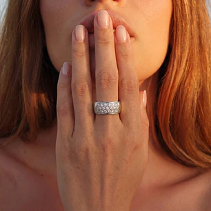 Anillo Oro Blanco 18kt Modelo Etra 13 Diamantes 2pts