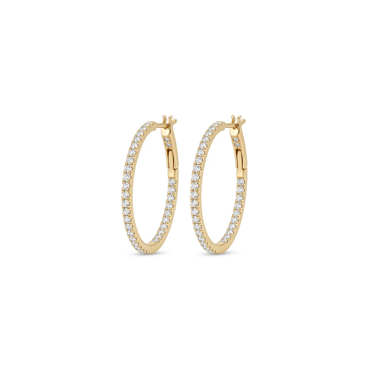 Aros Oro Blanco 18kt Diamantes 62Pts Argollas Grandes 1