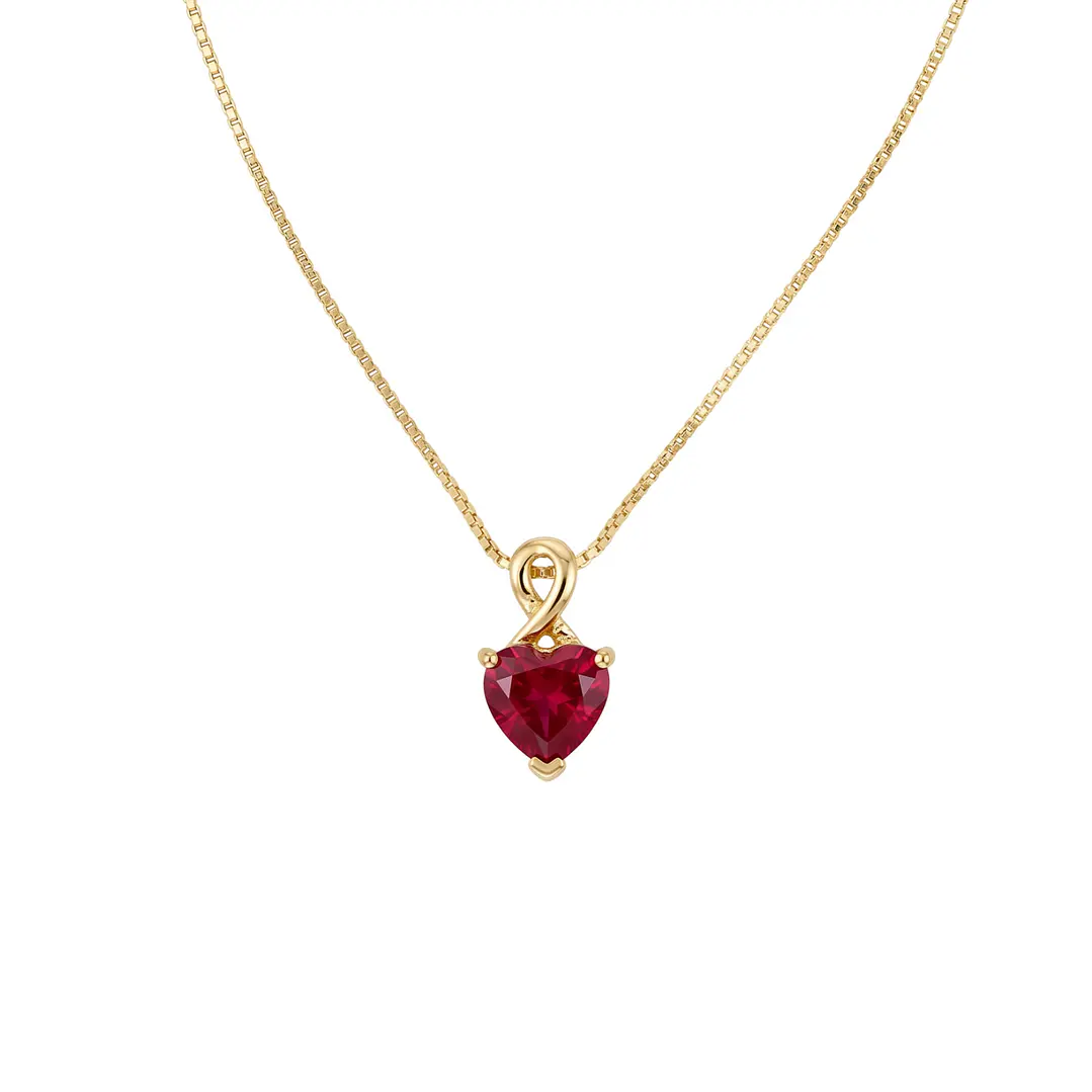 Collar Oro Amarillo 18kt Corazón Rubi 1