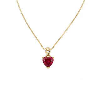 Collar Oro Amarillo 18kt Corazón Rubi