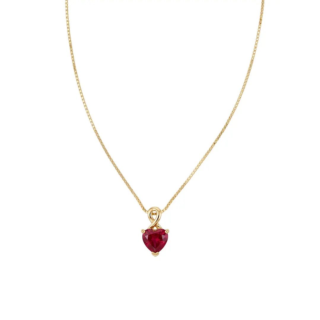 Collar Oro Amarillo 18kt Corazón Rubi 2