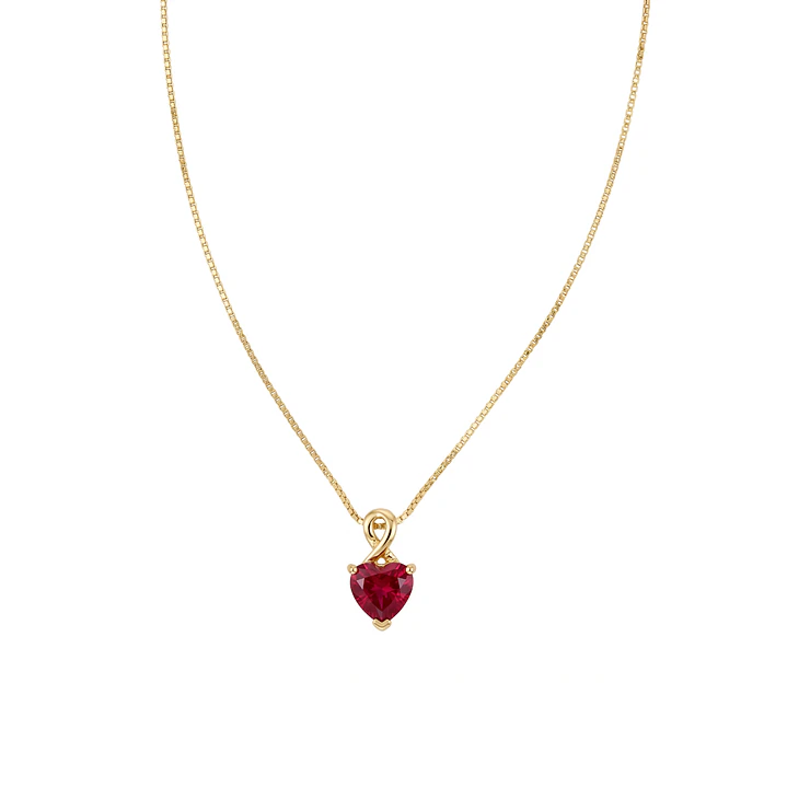 Collar Oro Amarillo 18kt Corazón Rubi 2