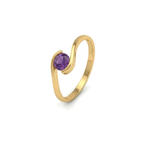 Anillo Oro Miel 18kt Ondas con Amatista