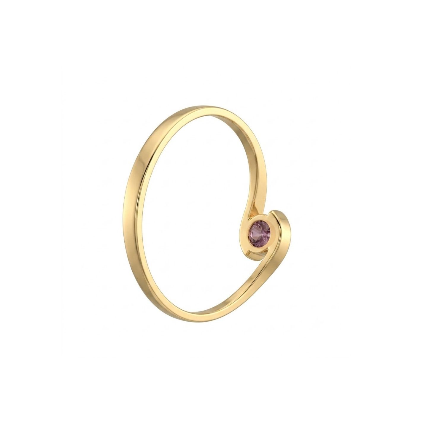 Anillo Oro Miel 18kt Ondas con Amatista 2