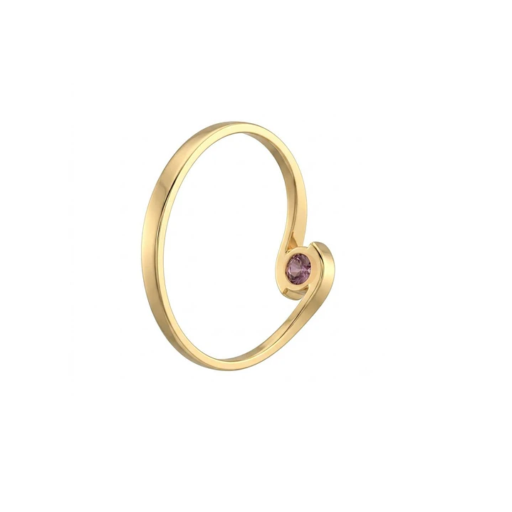 Anillo Oro Miel 18kt Ondas con Amatista 2