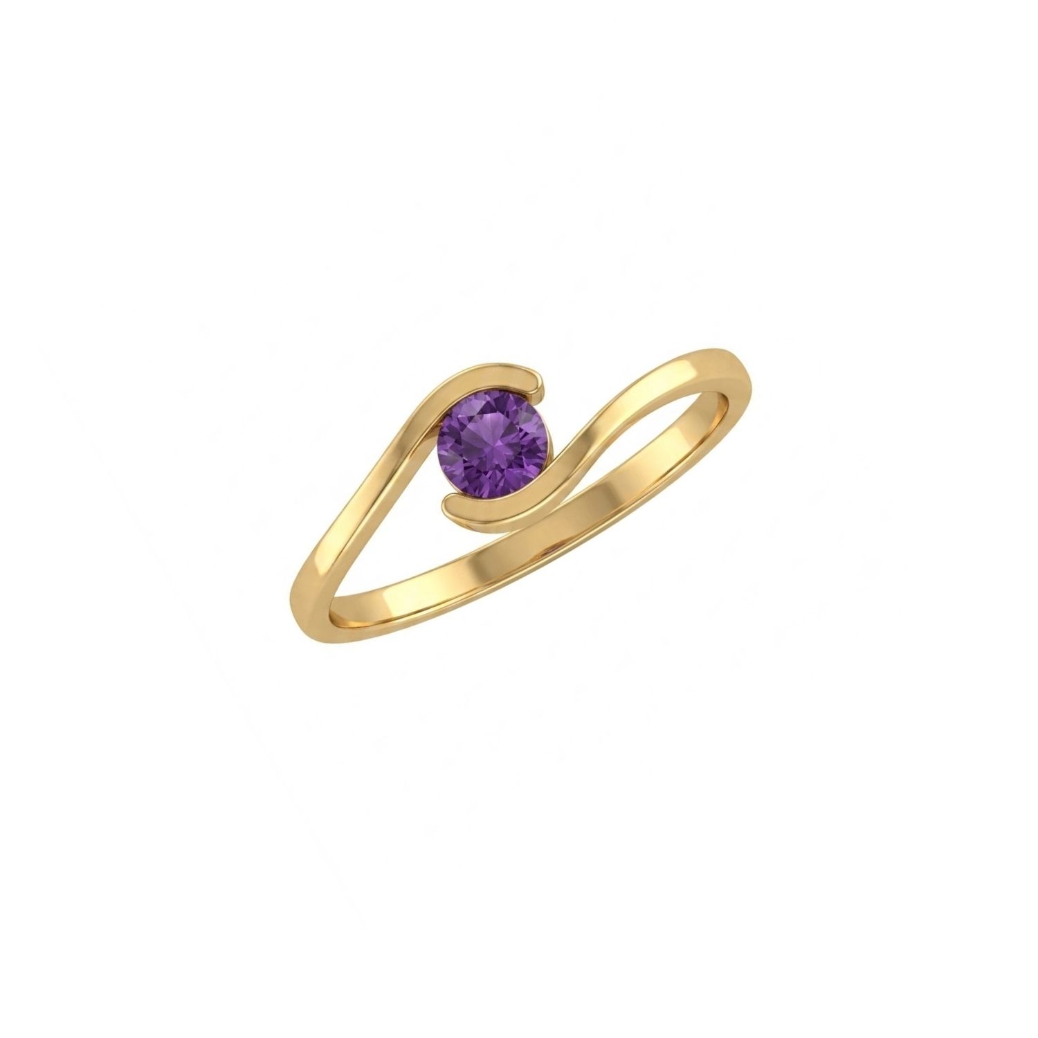 Anillo Oro Miel 18kt Ondas con Amatista 3
