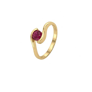 Anillo Oro Miel 18kt Ondas con Rubí