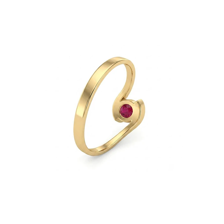 Anillo Oro Miel 18kt Ondas con Rubí 2