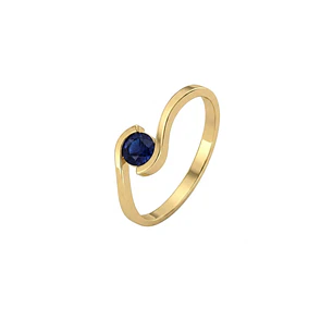 Anillo Oro Miel 18kt Ondas con Onix
