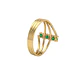 Anillo Oro Miel 18kt Trilogía con Esmeraldina - Miniatura 3