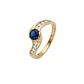 Anillo Oro Miel 18kt Solitario con Circonita Zafiro y Circonitas Blancas - Miniatura 1