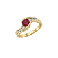 Anillo Oro Miel 18kt Solitario con Circonita Rubí y Circonitas Blancas - Miniatura 3