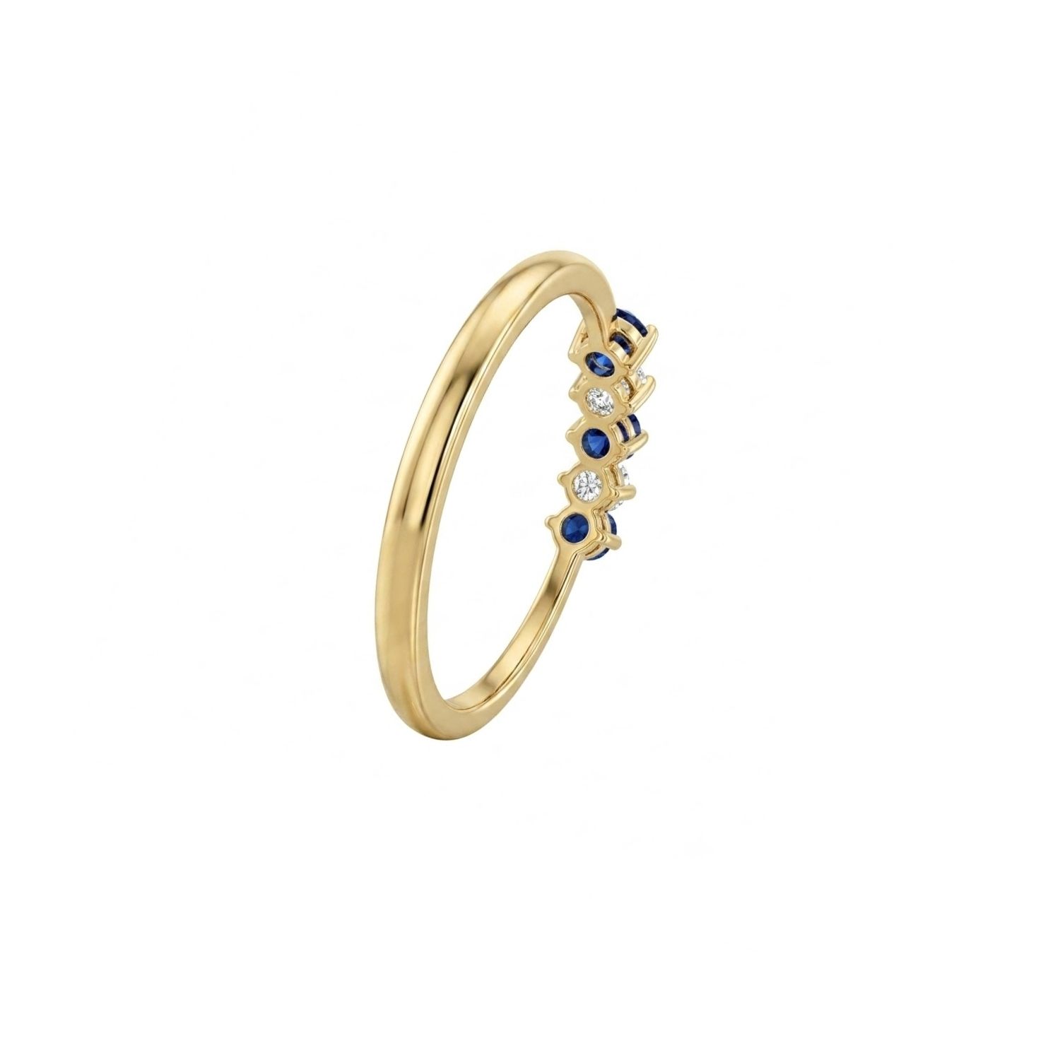 Anillo Oro Miel 18kt Cinco Piedras con Circonita Zafiro 2