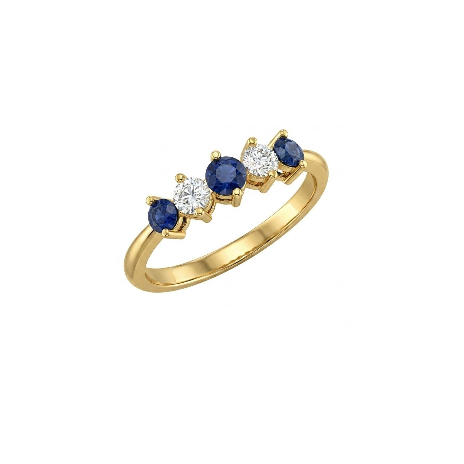 Anillo Oro Miel 18kt Cinco Piedras con Circonita Zafiro 3