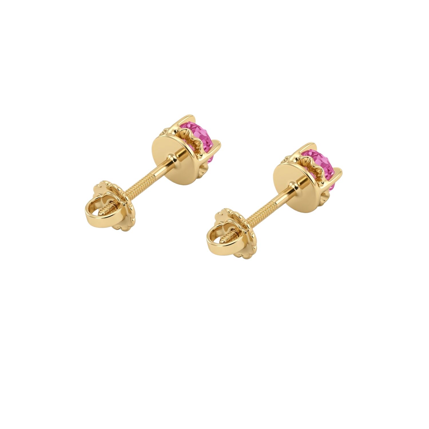 Aros Oro Miel 18kt Chatón con Rosa de Francia 4 mm 2