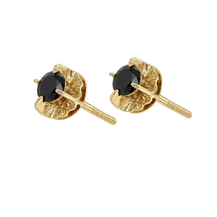 Aros Oro Miel 18kt Chatón con Ónix 4 mm 2