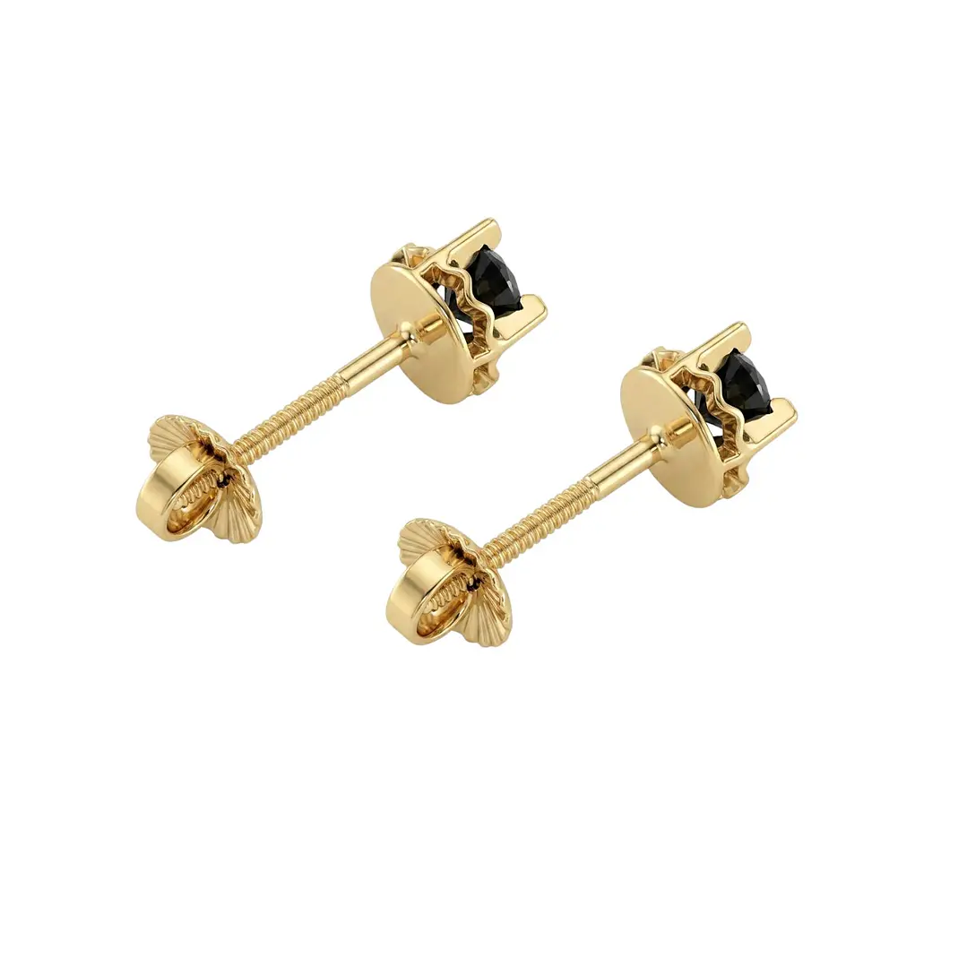 Aros Oro Miel 18kt Chatón con Ónix 4 mm 3