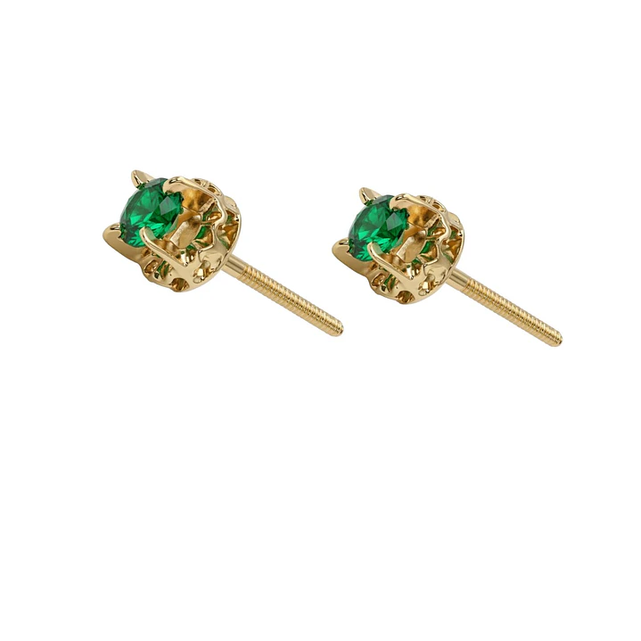 Aros Oro Miel 18kt Chatón con Esmeraldina 4 mm 3