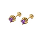Aros Oro Miel 18kt Chatón con Amatista 4 mm - Miniatura 1