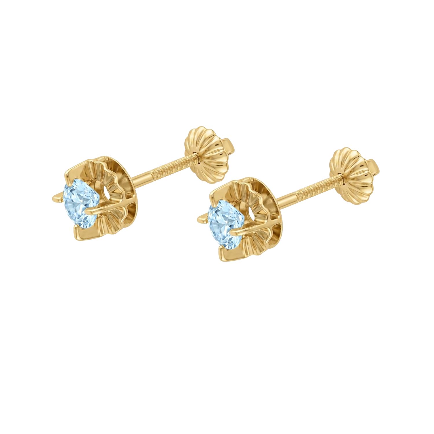Aros Oro Miel 18kt Chatón con Aguamarina 4 mm 1