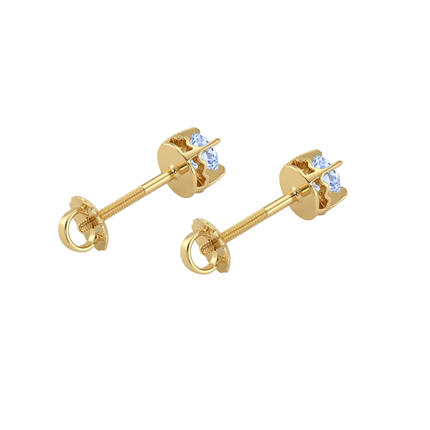 Aros Oro Miel 18kt Chatón con Aguamarina 4 mm 2