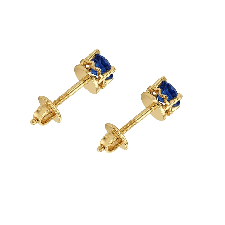 Aros Oro Miel 18kt Chatón con Zafiro 4 mm 3