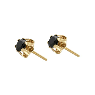 Aros Oro Miel 18kt Solitario con Ónix