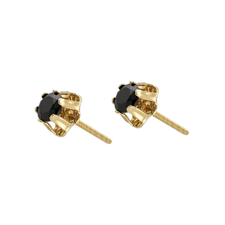 Aros Oro Miel 18kt Solitario con Ónix 2