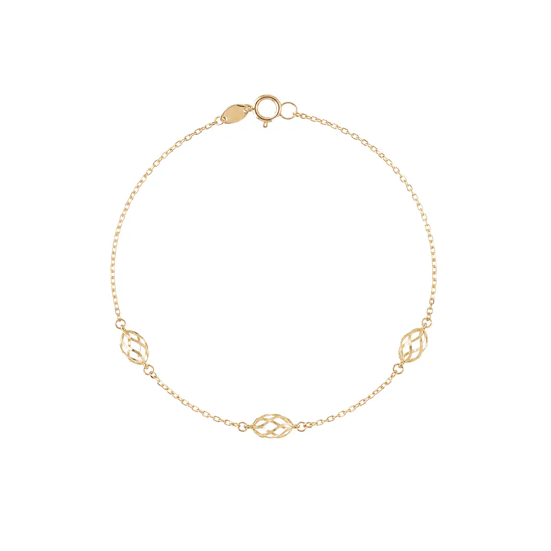 Pulsera de Oro 18kt Hojas Biceladas 1