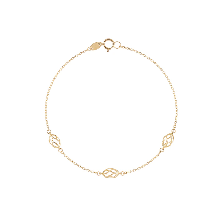 Pulsera de Oro 18kt Hojas Biceladas 1