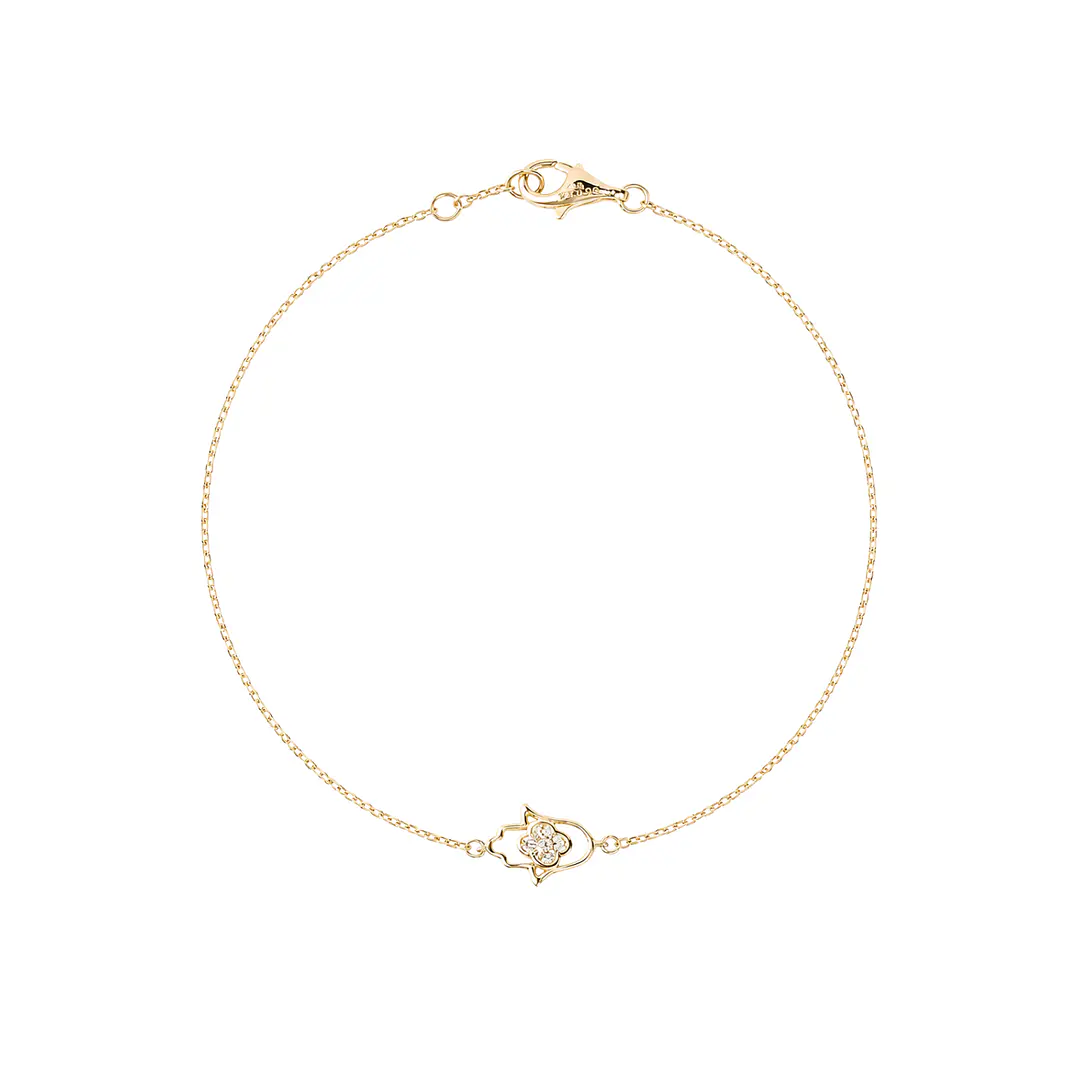Pulsera de Oro 18kt Mano de Fátima Diamantes 3Pts totales 1