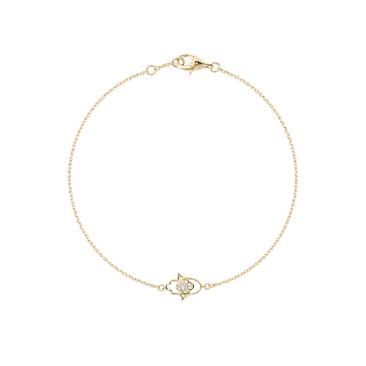 Pulsera de Oro 18kt Mano de Fátima Diamantes 3Pts totales 1