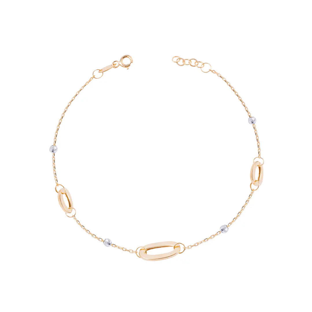 Pulsera de Oro 18kt Eslabones y Esferas 1