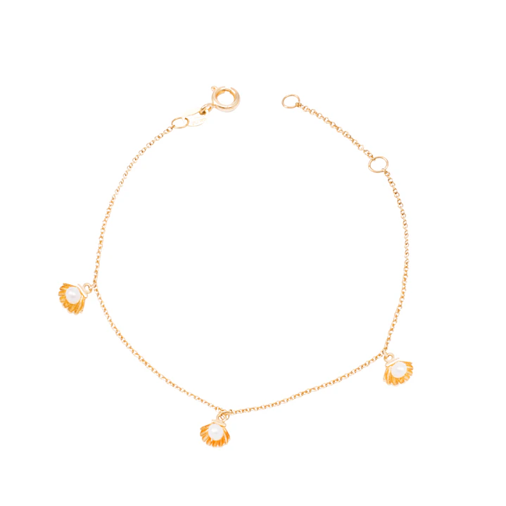Pulsera Oro Amarillo 18kt Perlas y Conchitas 1