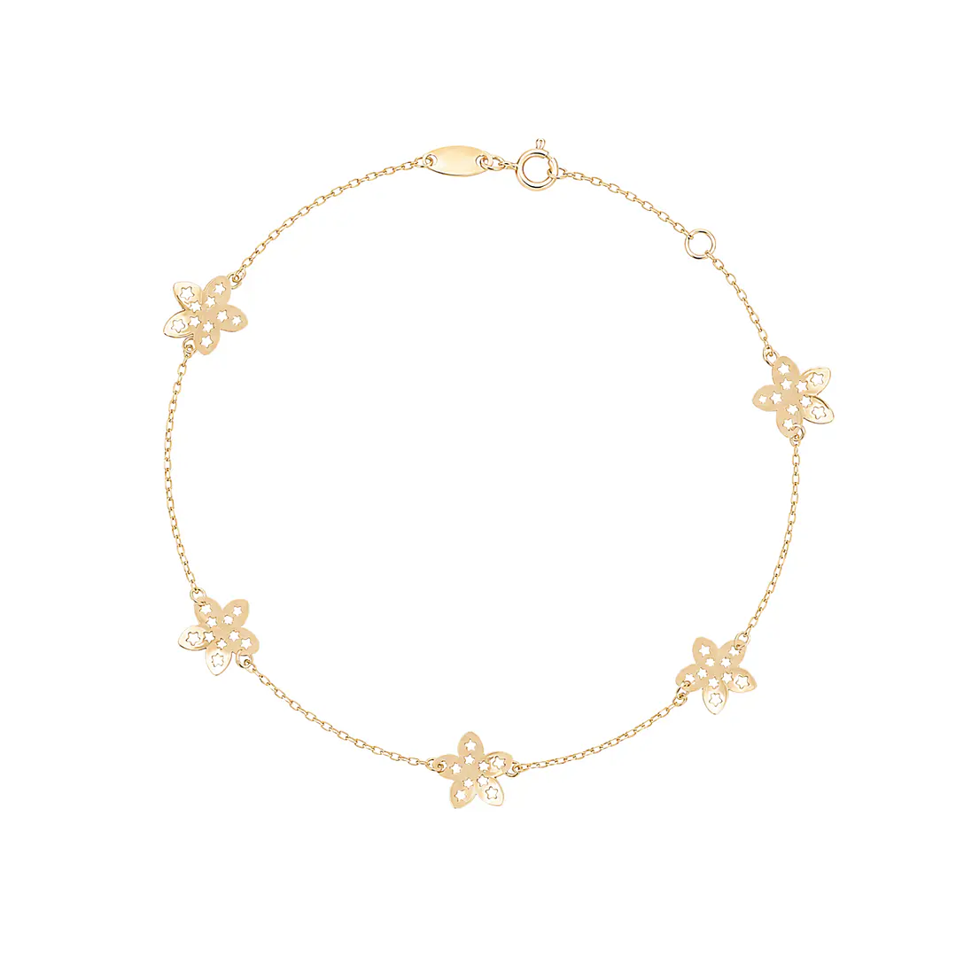 Pulsera de Oro 18kt Flor Calada 1