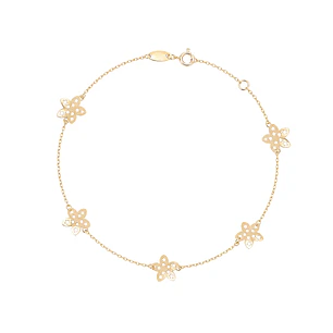 Pulsera de Oro 18kt Flor Calada
