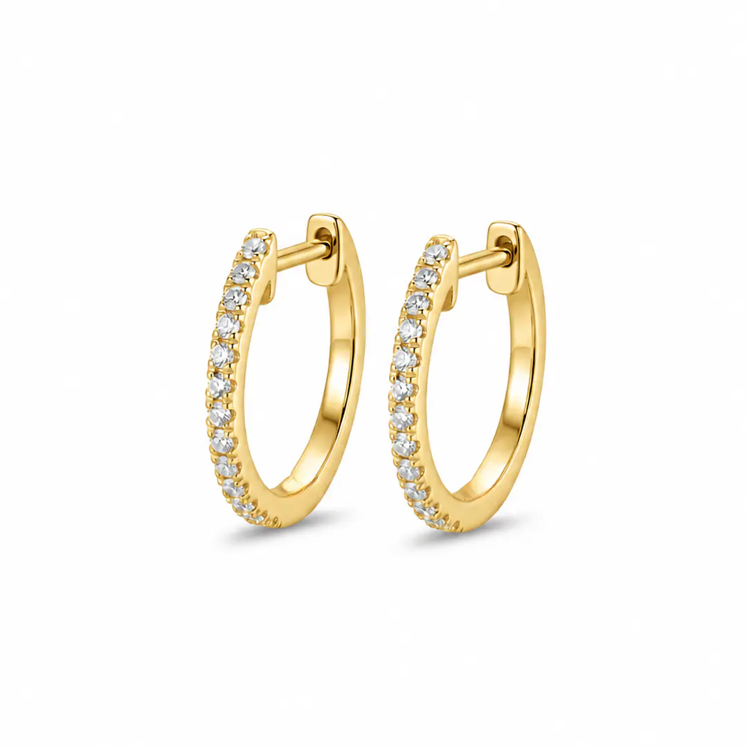 Aros Oro Amarillo 18kt Diamantes 9Pts Argollas 3