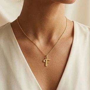 Colgante de Oro Miel 18kt Letra Gótica F