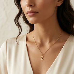 Colgante de Oro Miel 18kt Letra Gótica L