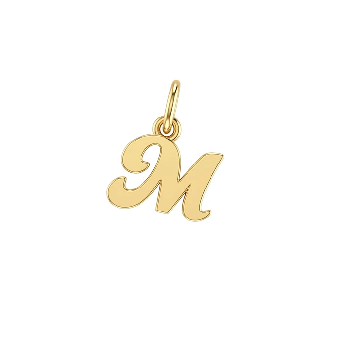 Colgante de Oro Miel 18kt Letra Gótica M 1