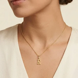 Colgante Inicial R Magnífica Oro Miel 18kt