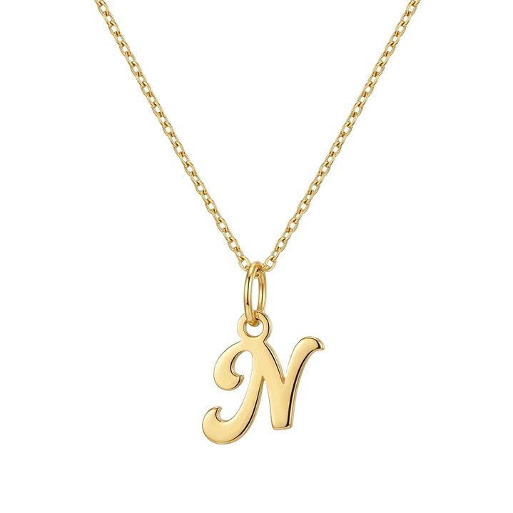 Colgante de Oro Miel 18kt Letra Gótica N 3