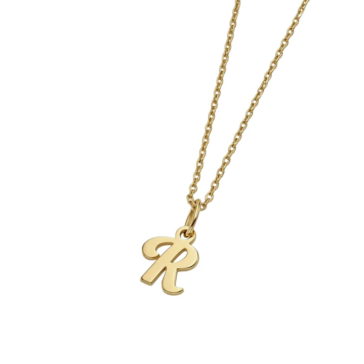 Colgante de Oro Miel 18kt Letra Gótica R 2