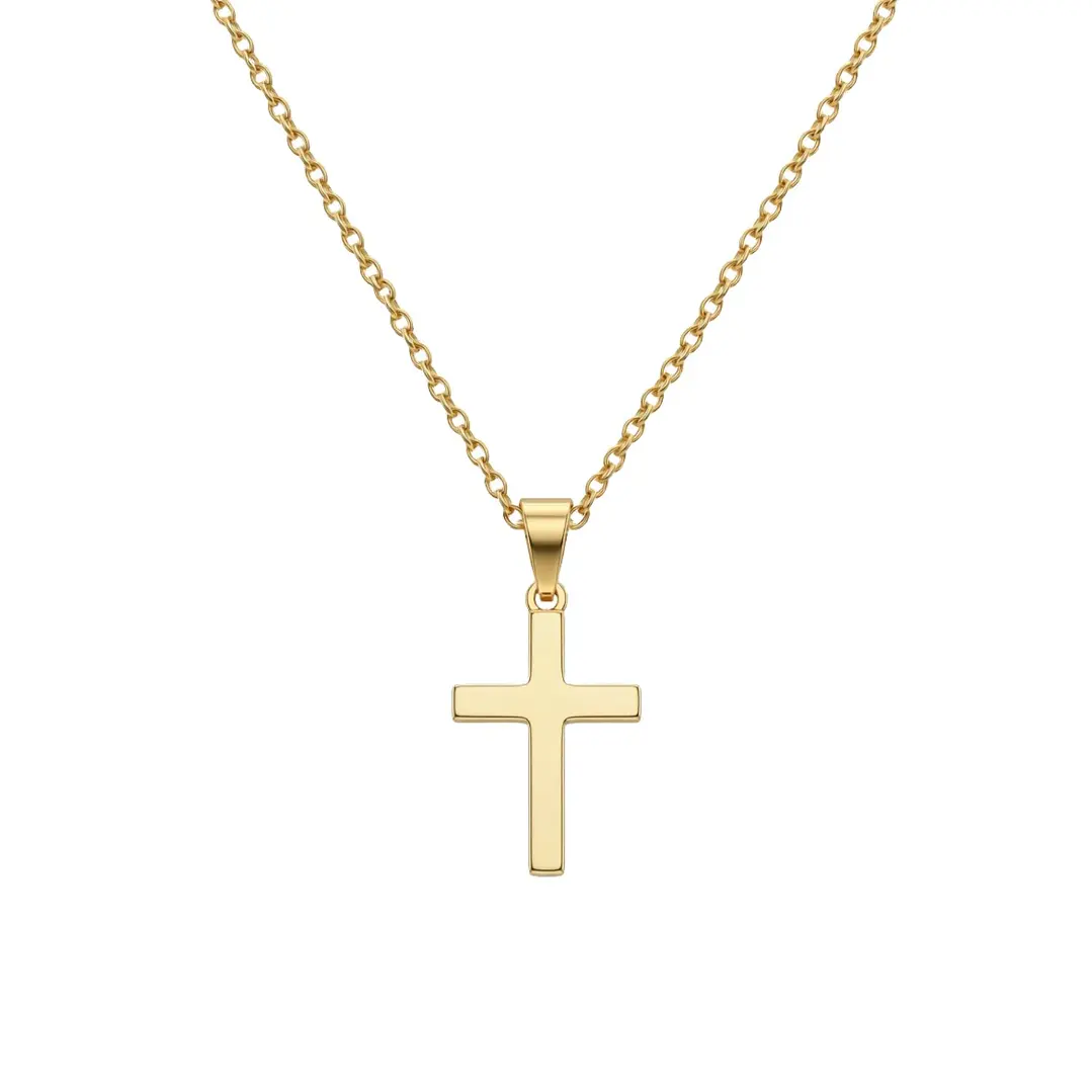 Colgante de Oro Miel 18kt Cruz Plana Pequeñ 3