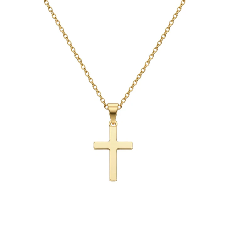 Colgante de Oro Miel 18kt Cruz Plana Pequeñ 3