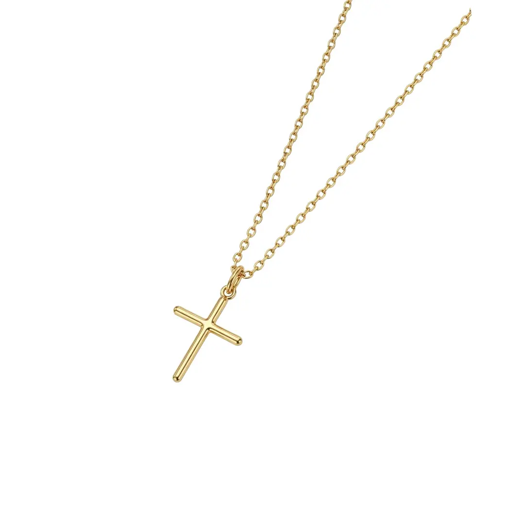 Colgante de Oro Miel 18kt Cruz Tubo Pequeña 2