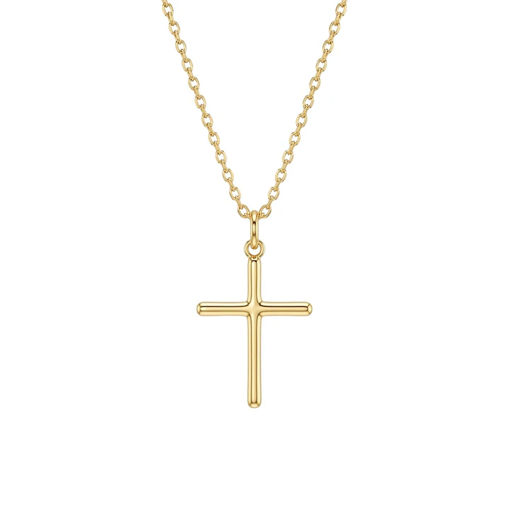 Colgante de Oro Miel 18kt Cruz Tubo Pequeña 3