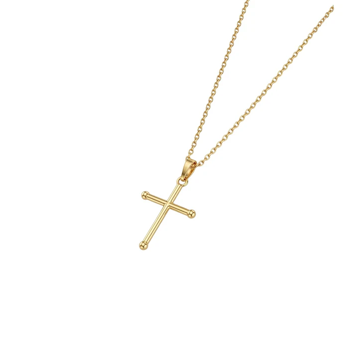 Colgante de Oro Miel 18kt Cruz Tubo Mediana 2