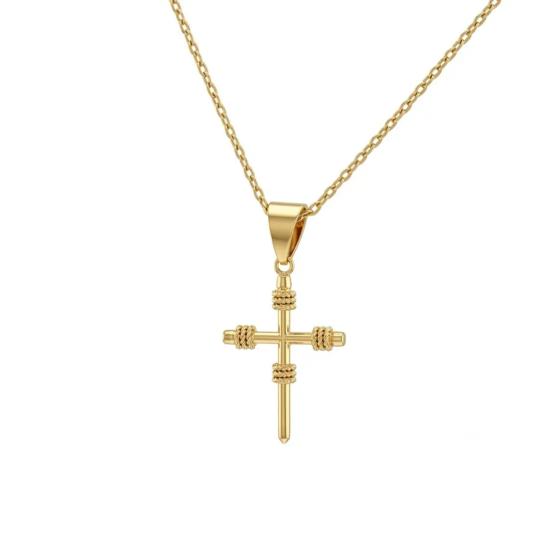 Colgante de Oro Miel 18kt Cruz Mediana 3